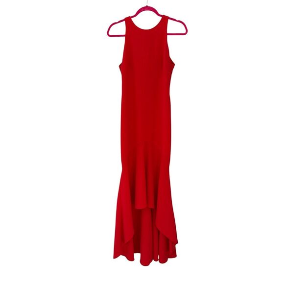 Theia Women's Red Sleeveless Mermaid Prom‎ Formal HiLo Gown Dress Cutout Back 6 - Picture 1 of 14